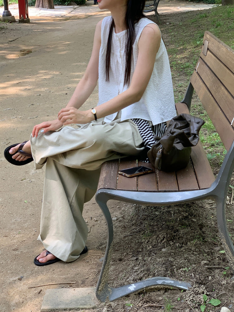 泡泡格紋紋理寬鬆排鈕背心