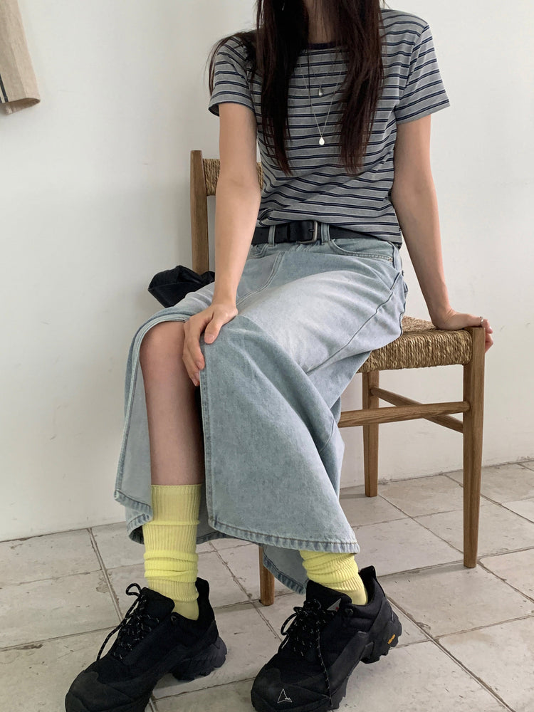 撞色條紋合身上衣