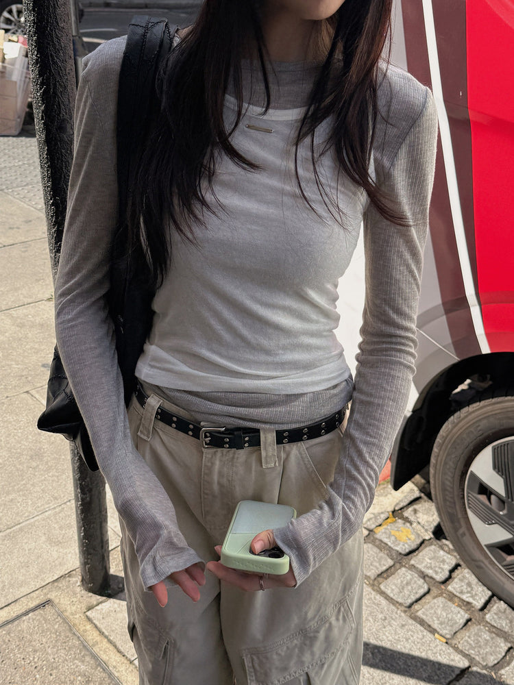 天絲美色銀標微透膚上衣