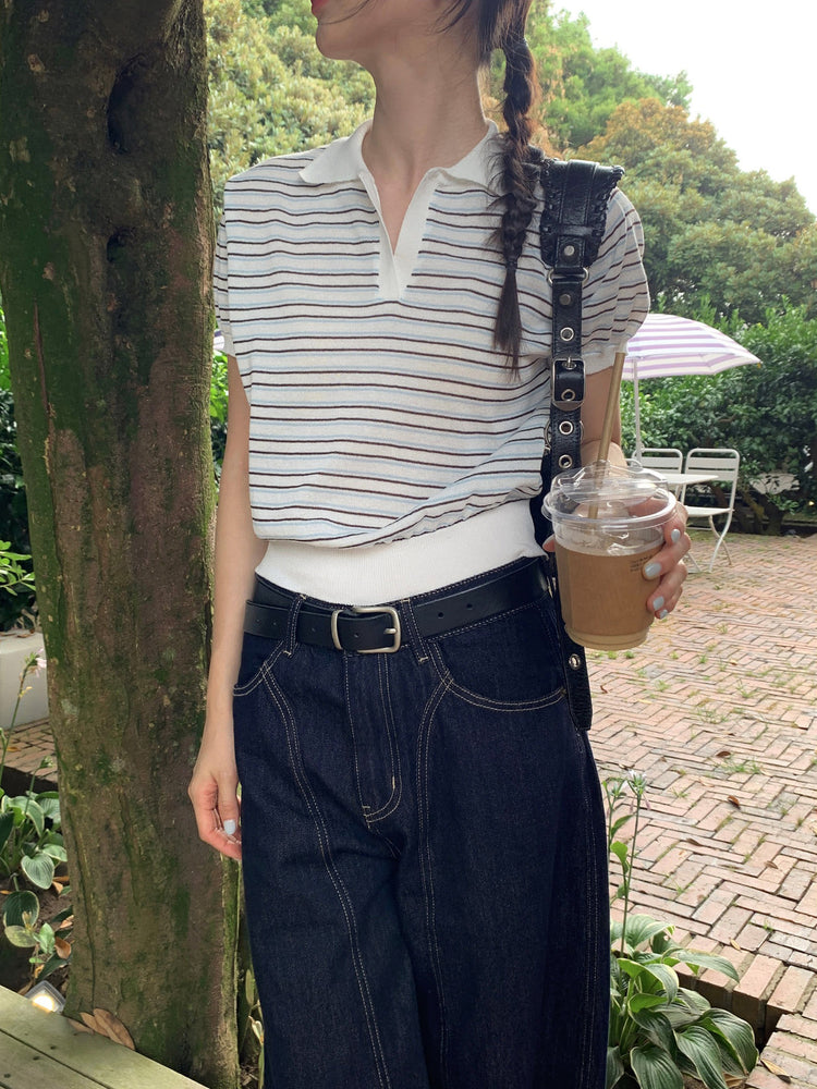 弧壓線細節牛仔褲