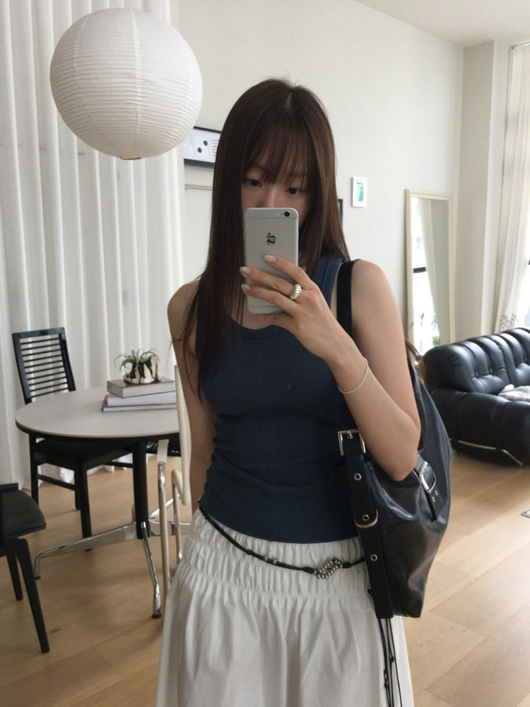 美色U領修身背心
