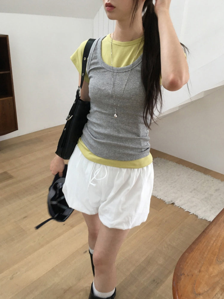 美色U領修身背心