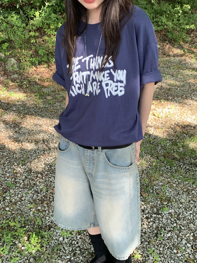 美式塗鴉圖案寬鬆t