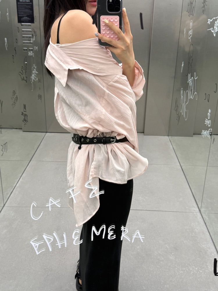 高質微透紋理寬鬆襯衫