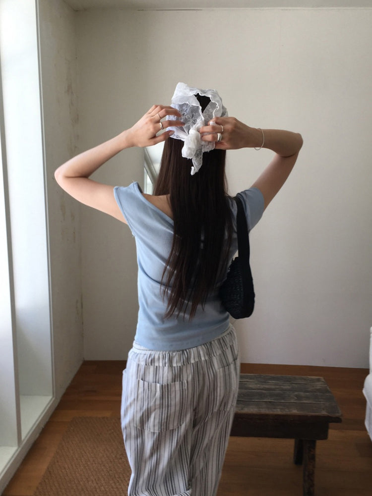 側露肩美色修身上衣