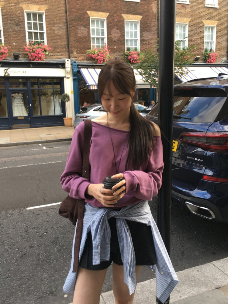 美色不修邊露肩上衣