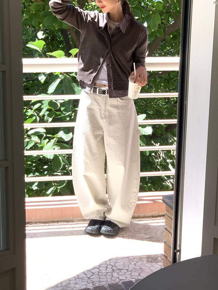愛心形狀細節廓形褲