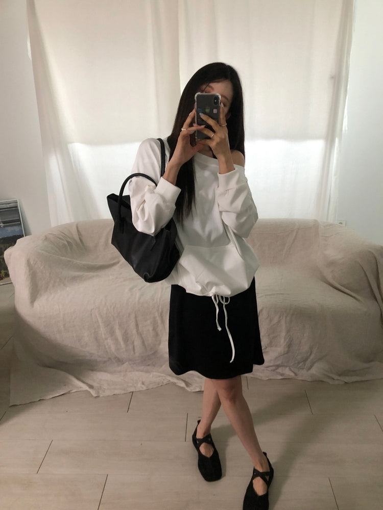 掛脖斜下擺修身連身裙