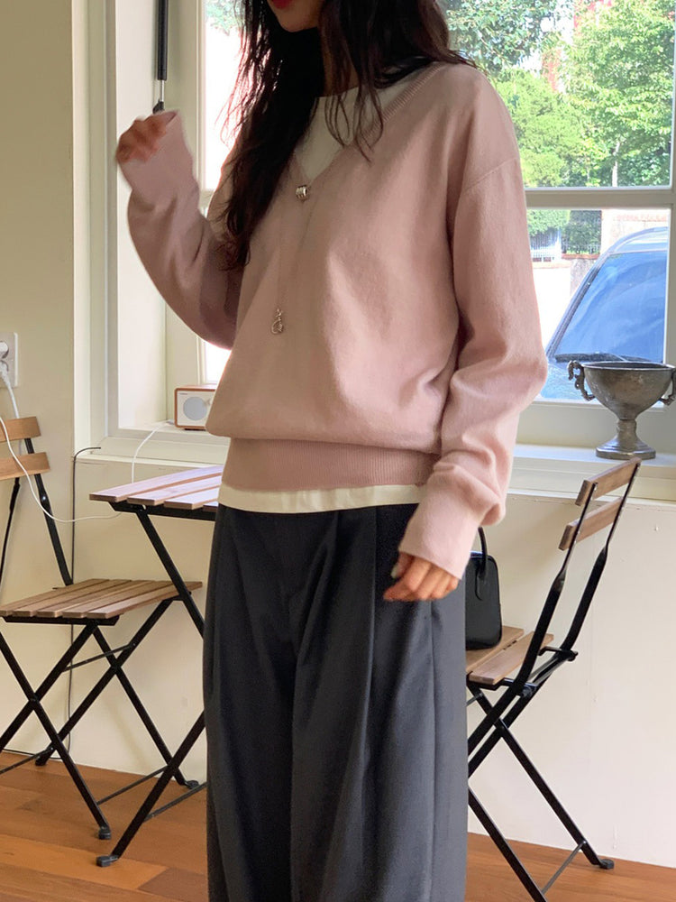 羊毛基礎束口針織上衣