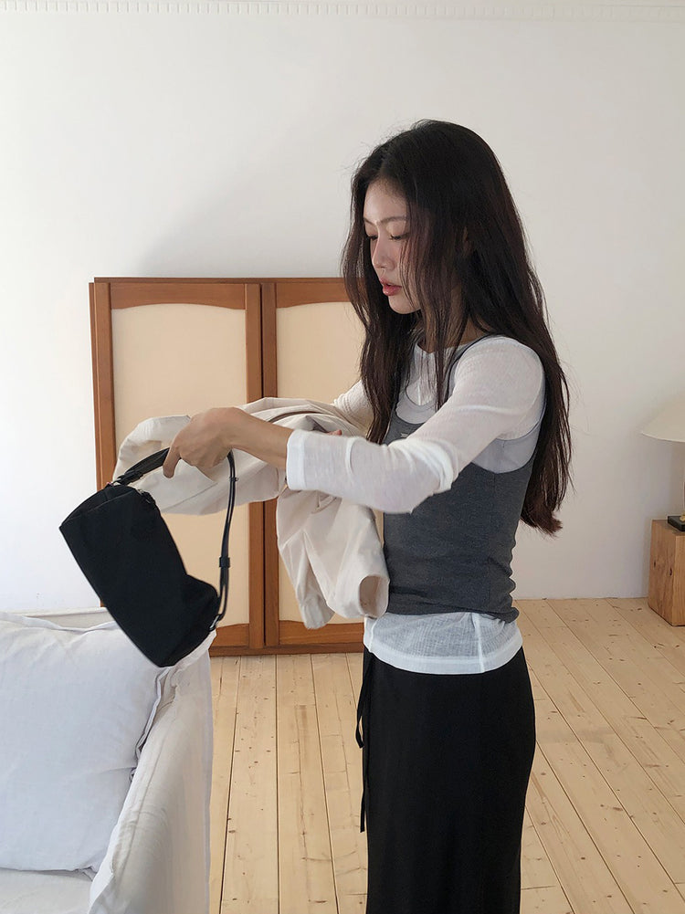 美色鐵扣細節背心