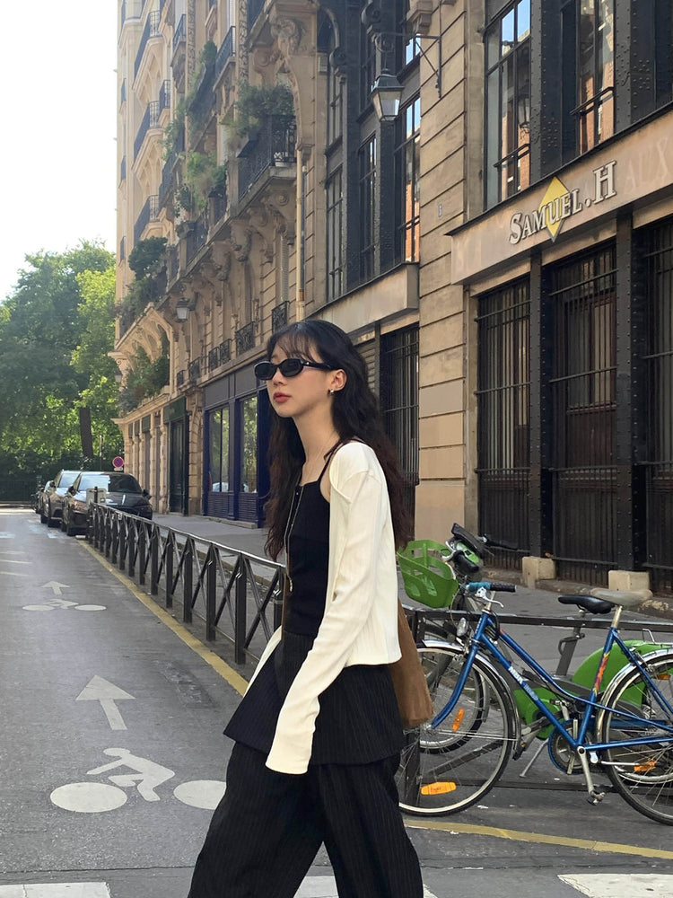 交疊裙擺綁帶細節直褲