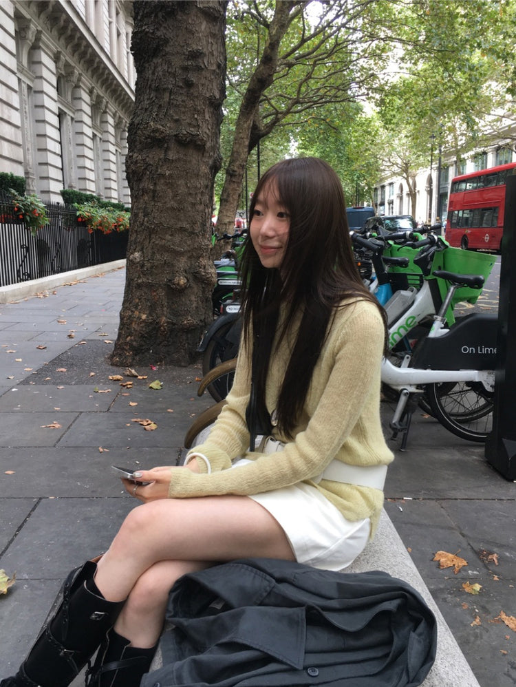 微透膚美色修身針織上衣