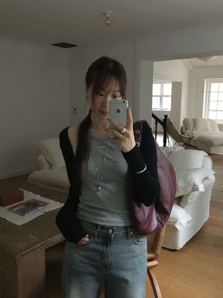 美色鐵牌扣細節背心