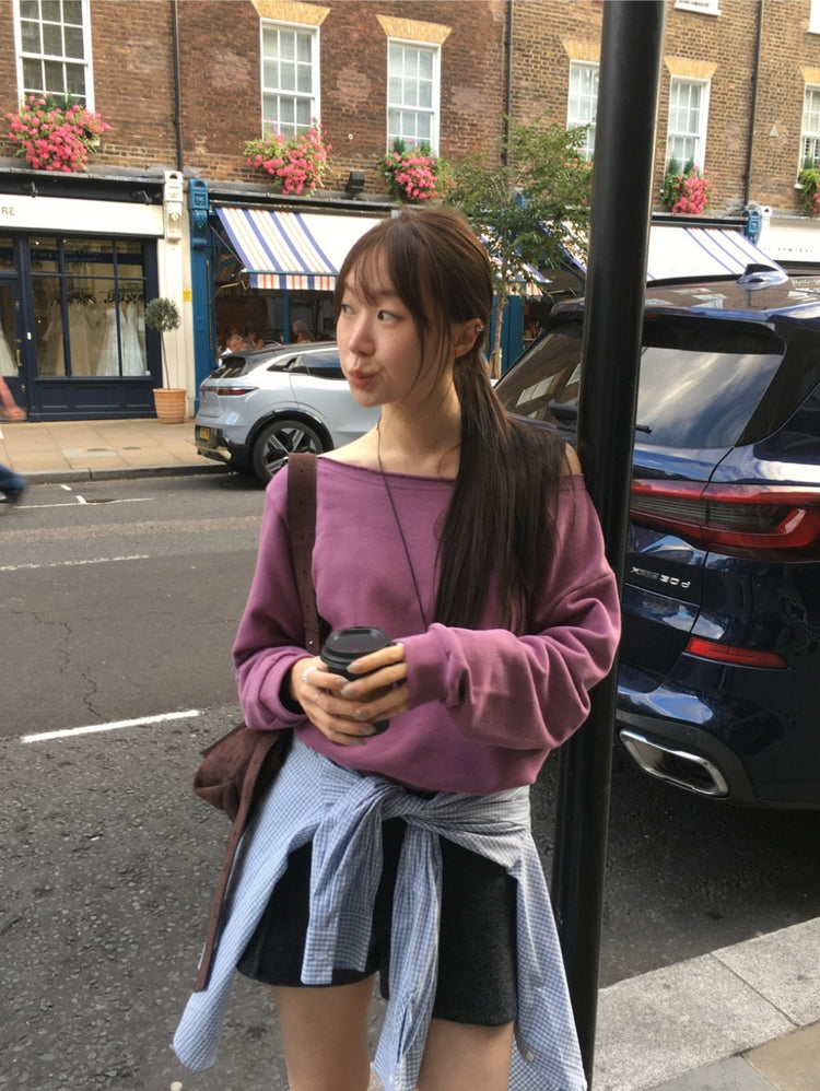 美色不修邊露肩上衣
