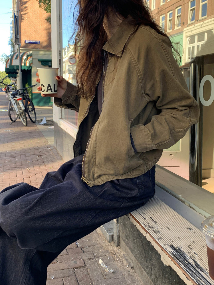 復古翻領洗水質感外套