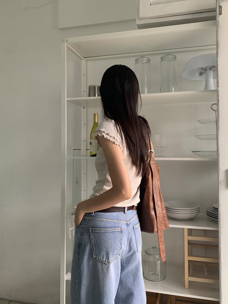 雙層木耳邊細節兩穿上衣