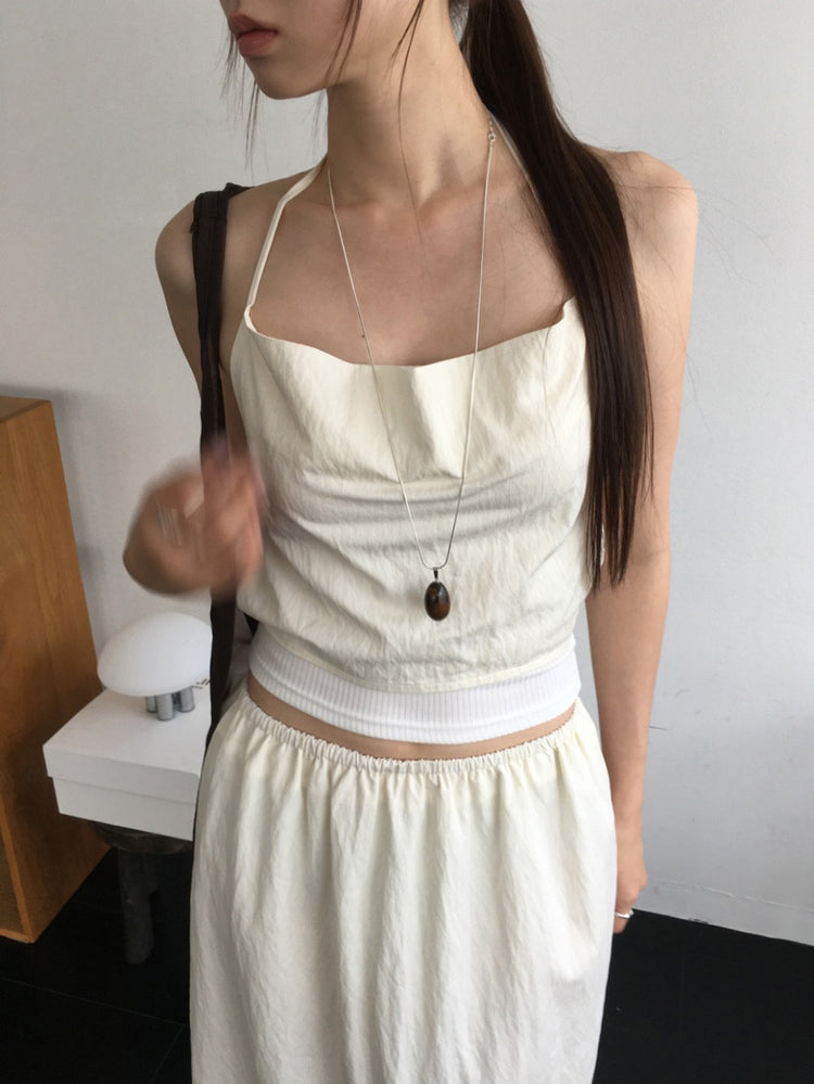 美色暗紋平口上衣
