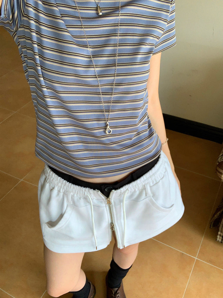 撞色條紋合身上衣