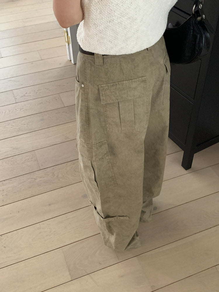 暈染口袋細節工裝闊褲