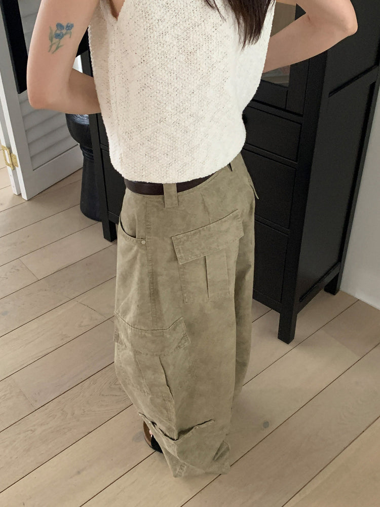暈染口袋細節工裝闊褲