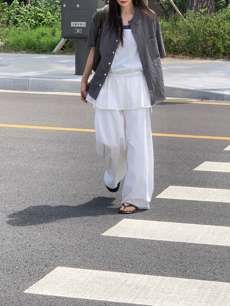 泡泡格紋翻領短袖襯衫