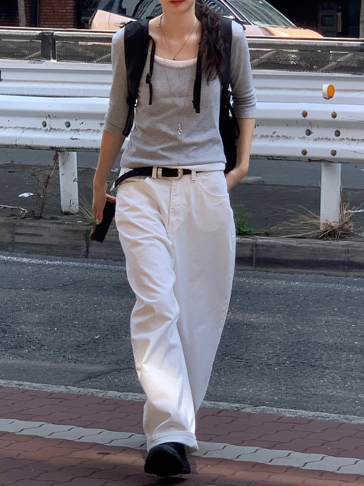 華夫格七分袖上衣