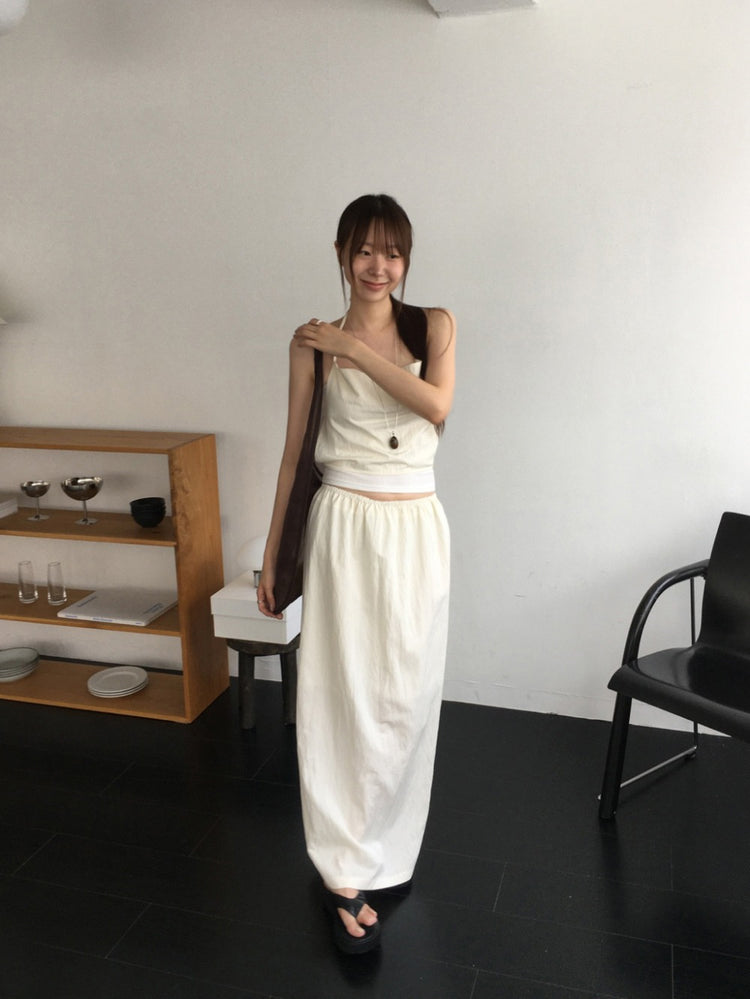 尼龍掛脖綁帶細節上衣