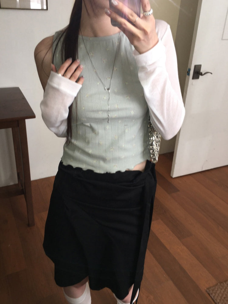 碎花刺繡細節紋理背心