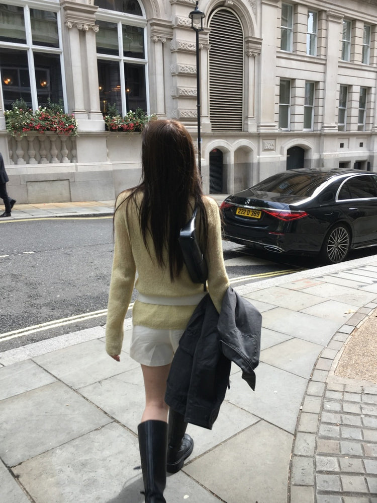 微透膚美色修身針織上衣