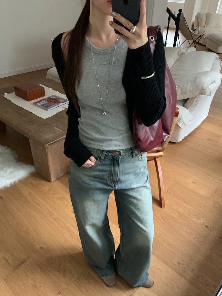 美色鐵牌扣細節背心