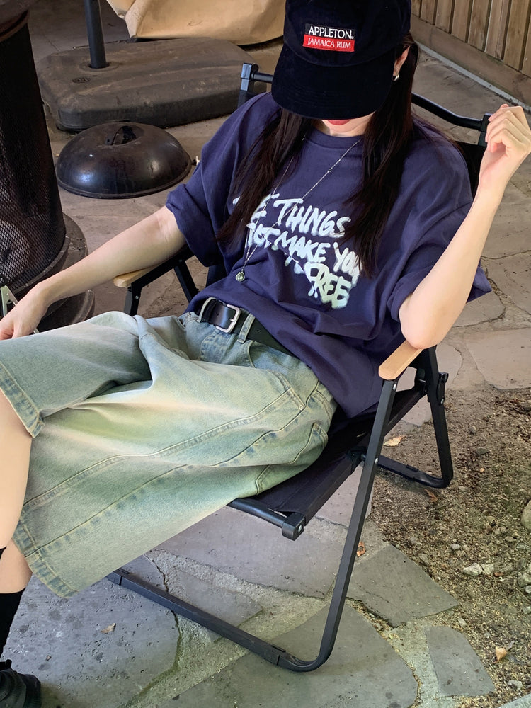 美式塗鴉圖案寬鬆t