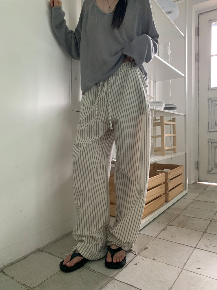 舒適感條紋直褲