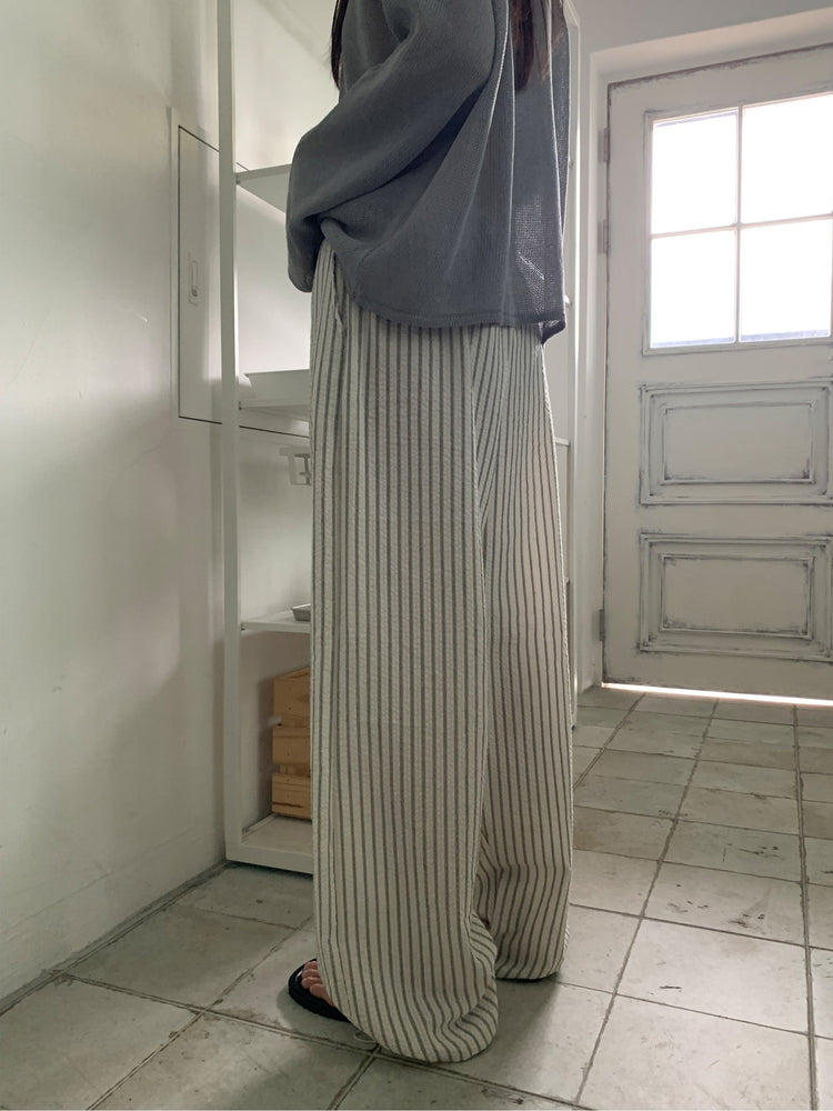 舒適感條紋直褲