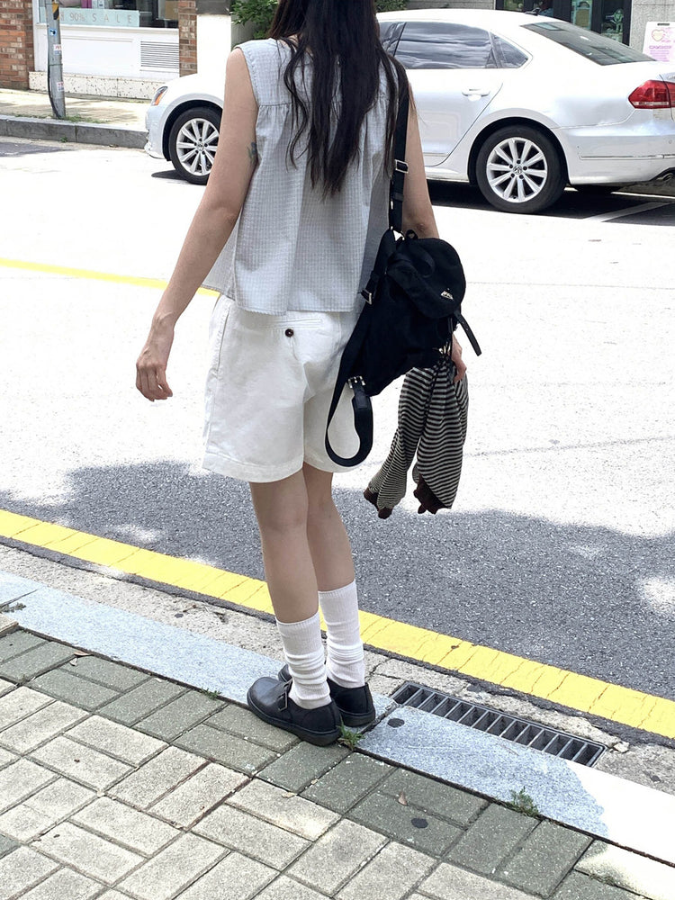 標籤細節寬鬆休閒短褲