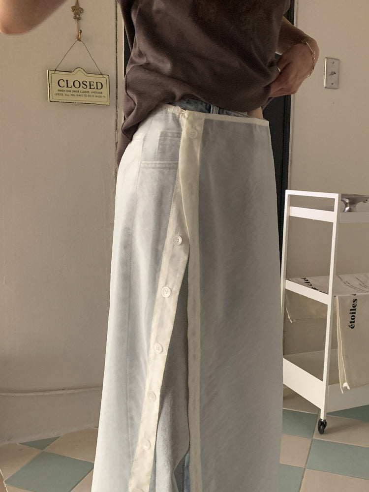 透膚鈕釦細節裙片式裙