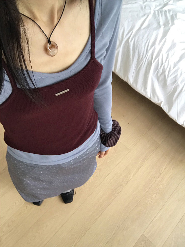 美色鐵扣細節背心