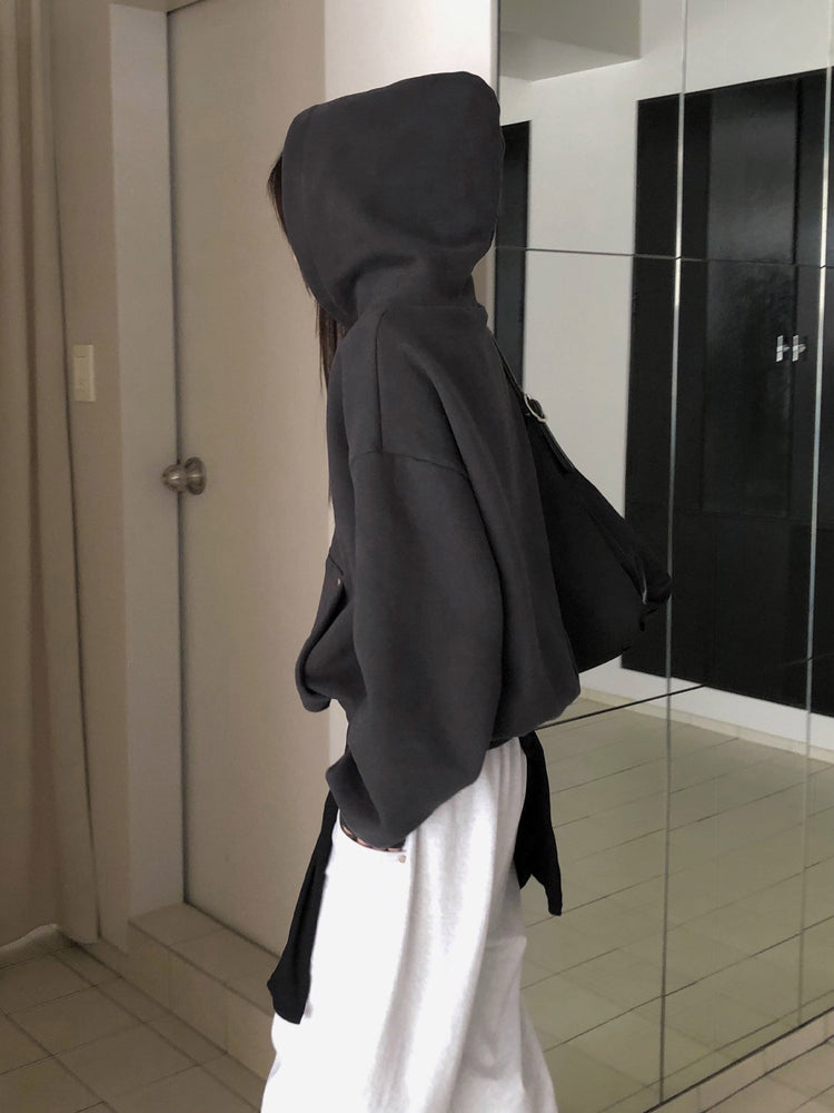 鉚釘細節基礎連帽衛衣