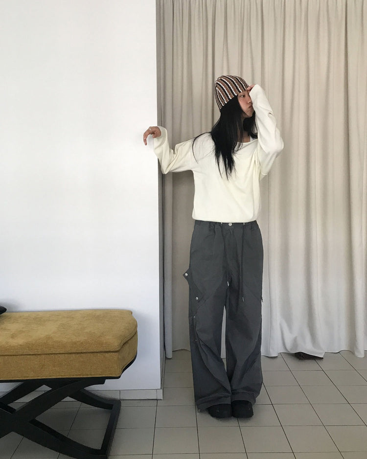 復古條紋撞色針織帽
