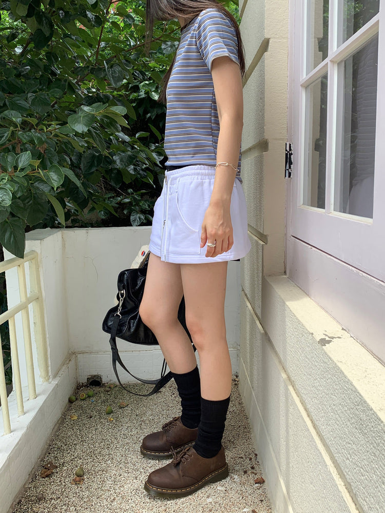 撞色條紋合身上衣