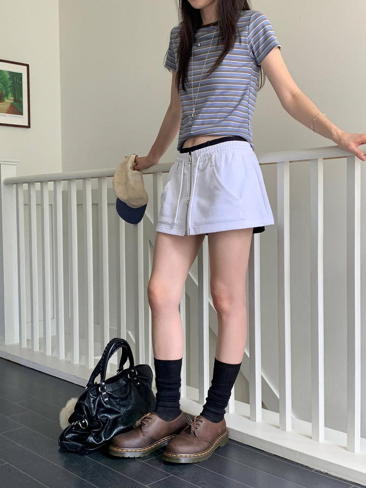 撞色條紋合身上衣