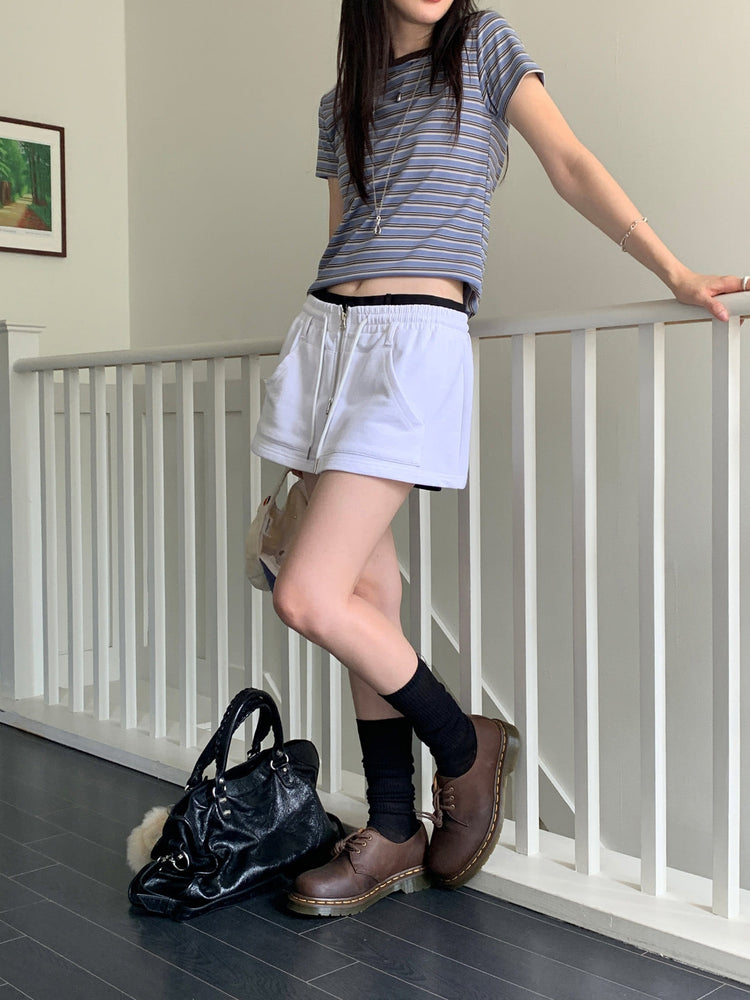 撞色條紋合身上衣