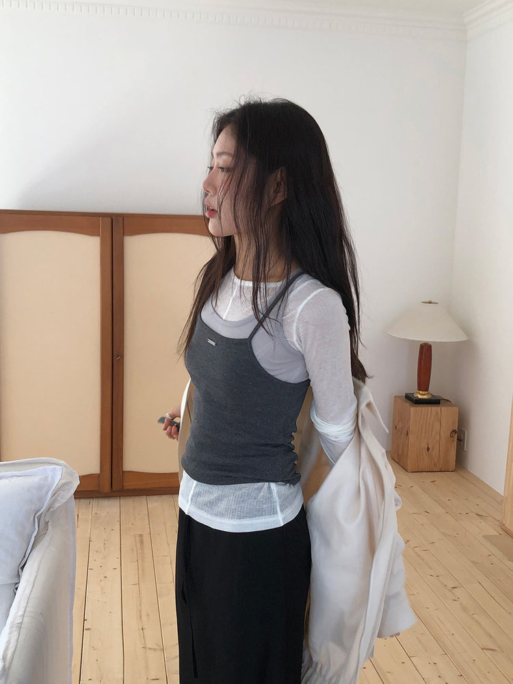 美色鐵扣細節背心