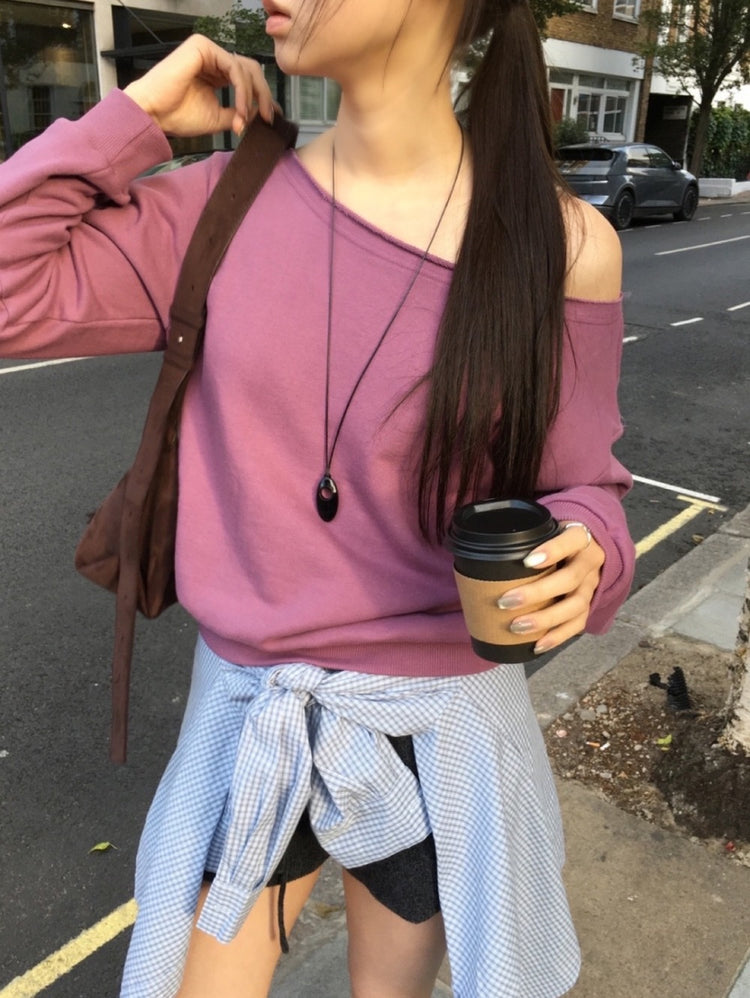 美色不修邊露肩上衣