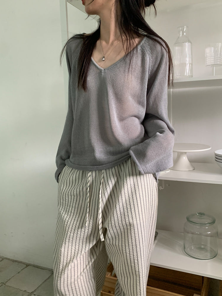 舒適感條紋直褲