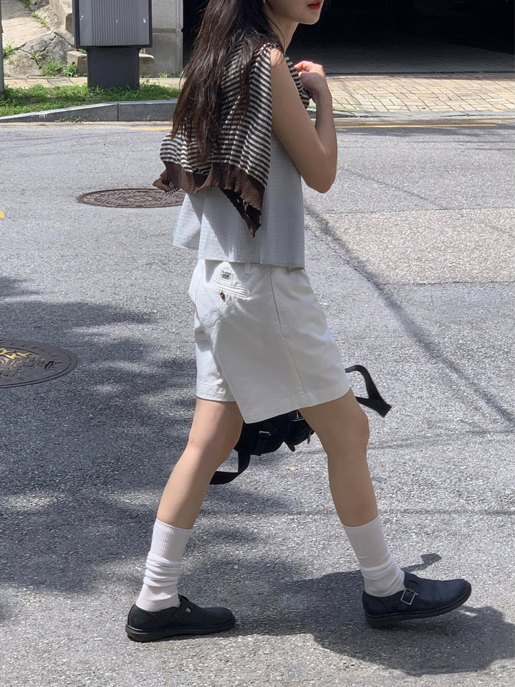 標籤細節寬鬆休閒短褲
