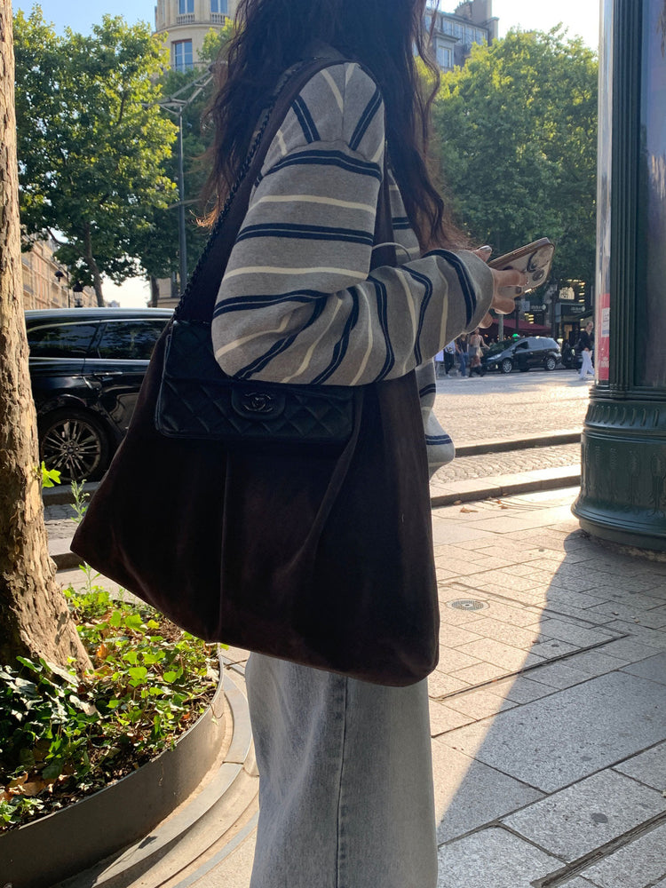 翻領撞色條紋寬鬆上衣