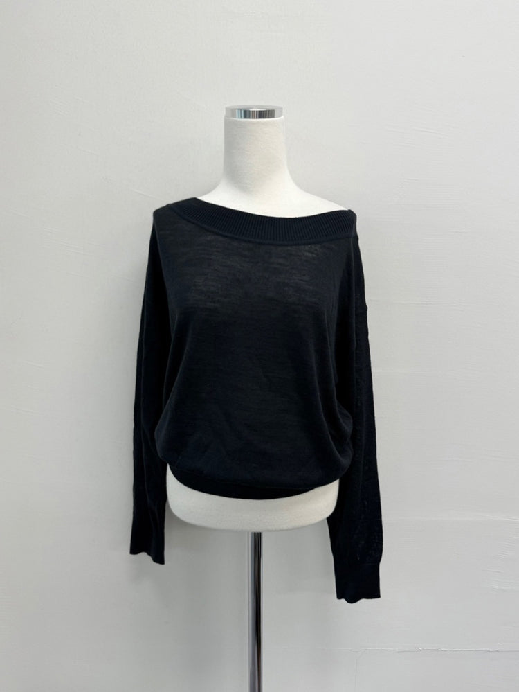 微透紋理美肩修腰針織衫