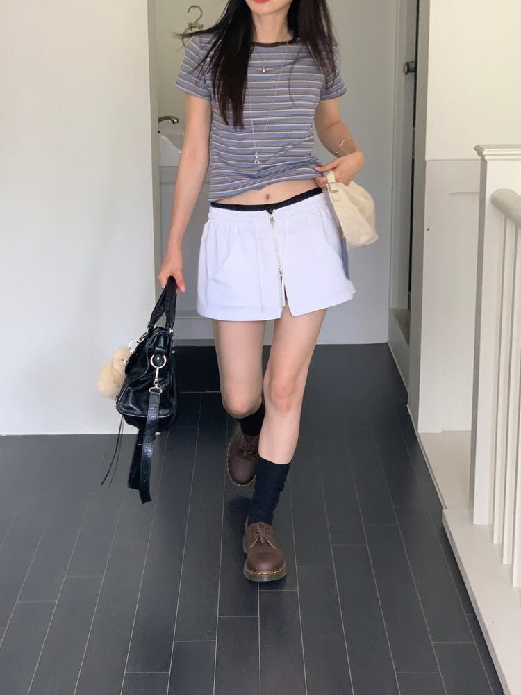 撞色條紋合身上衣