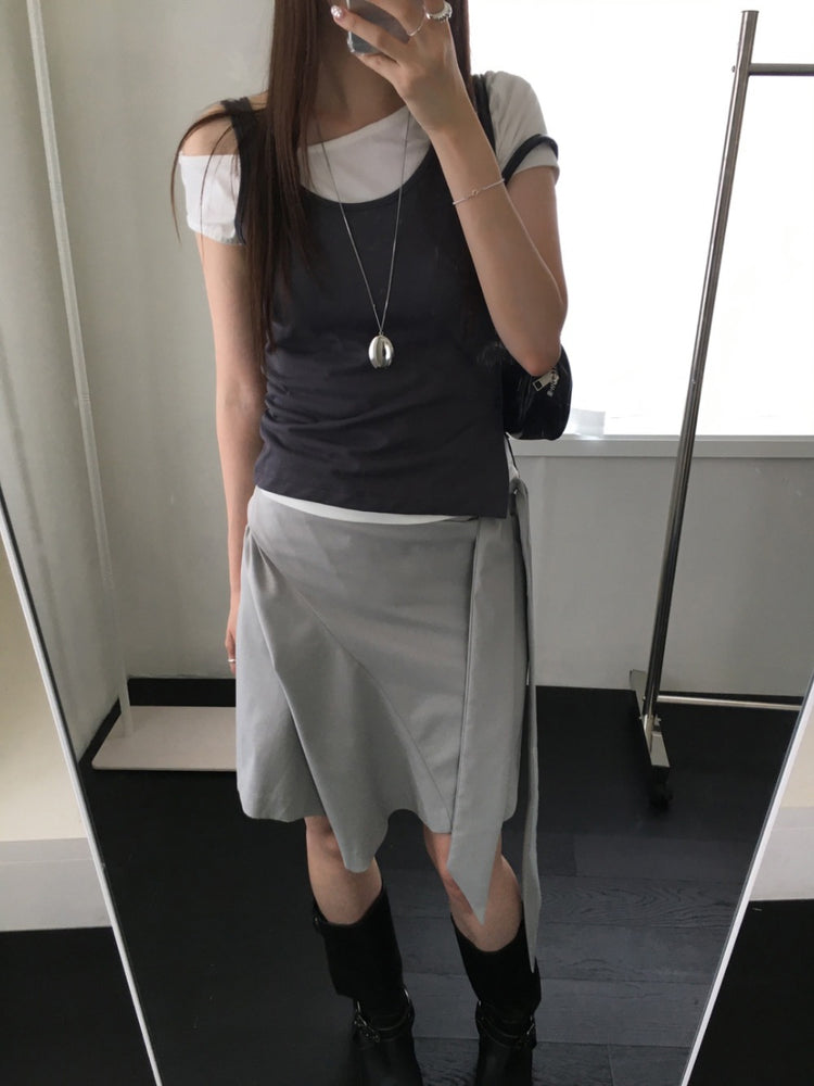側露肩美色修身上衣