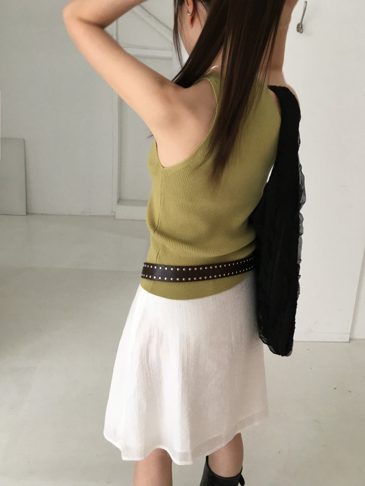 美色V領排鈕修身針織上衣